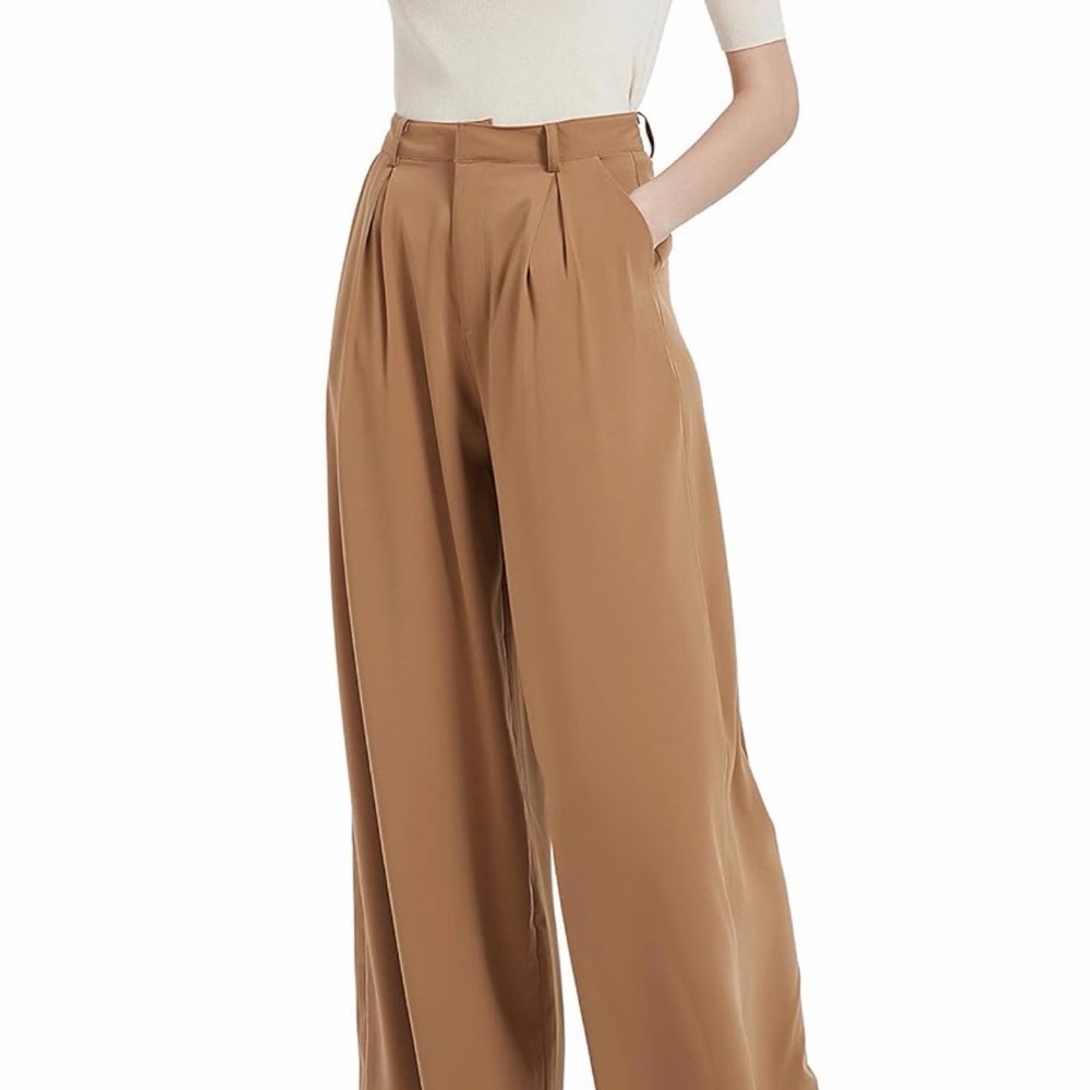 Elegant Tan Wide-Leg Women's Pants